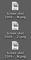 screenshot of macOS screenshots with abbreviated names that are indistinguishable